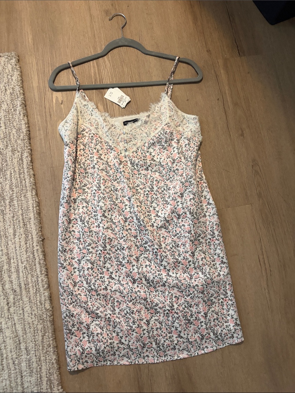 Abercrombie & Fitch Pink Floral Lace-Trim Slip Dress